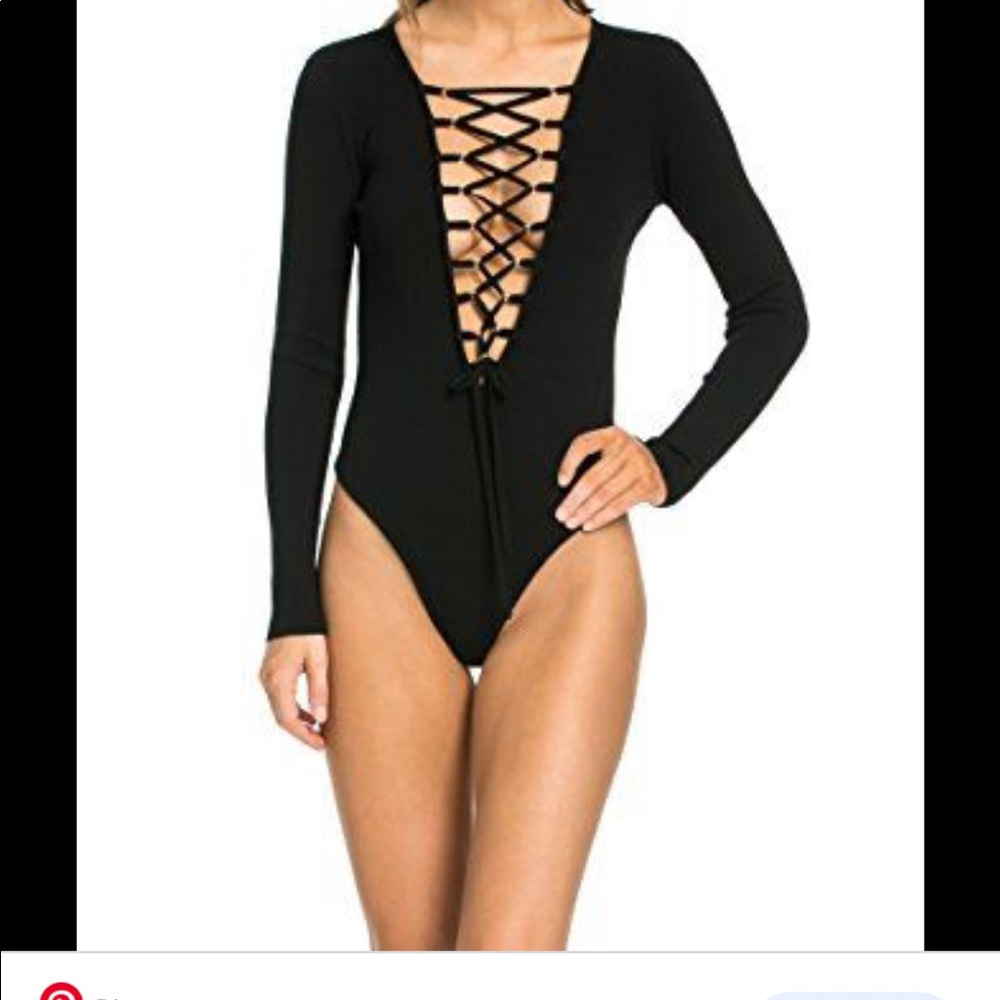String up knit bodysuit, black pic for viewing